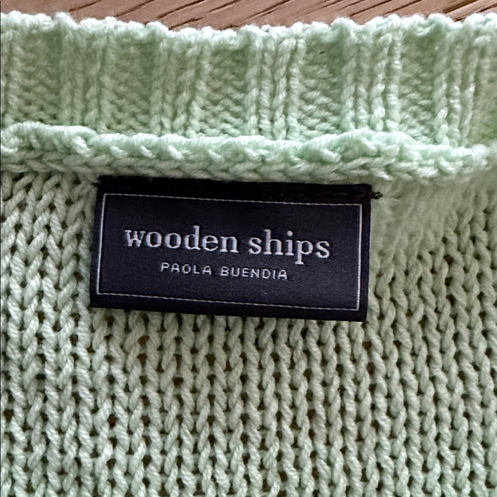 Wooden Ships Sweater Pickle Ball Green Lightweight S/M - Picture 3 of 8
